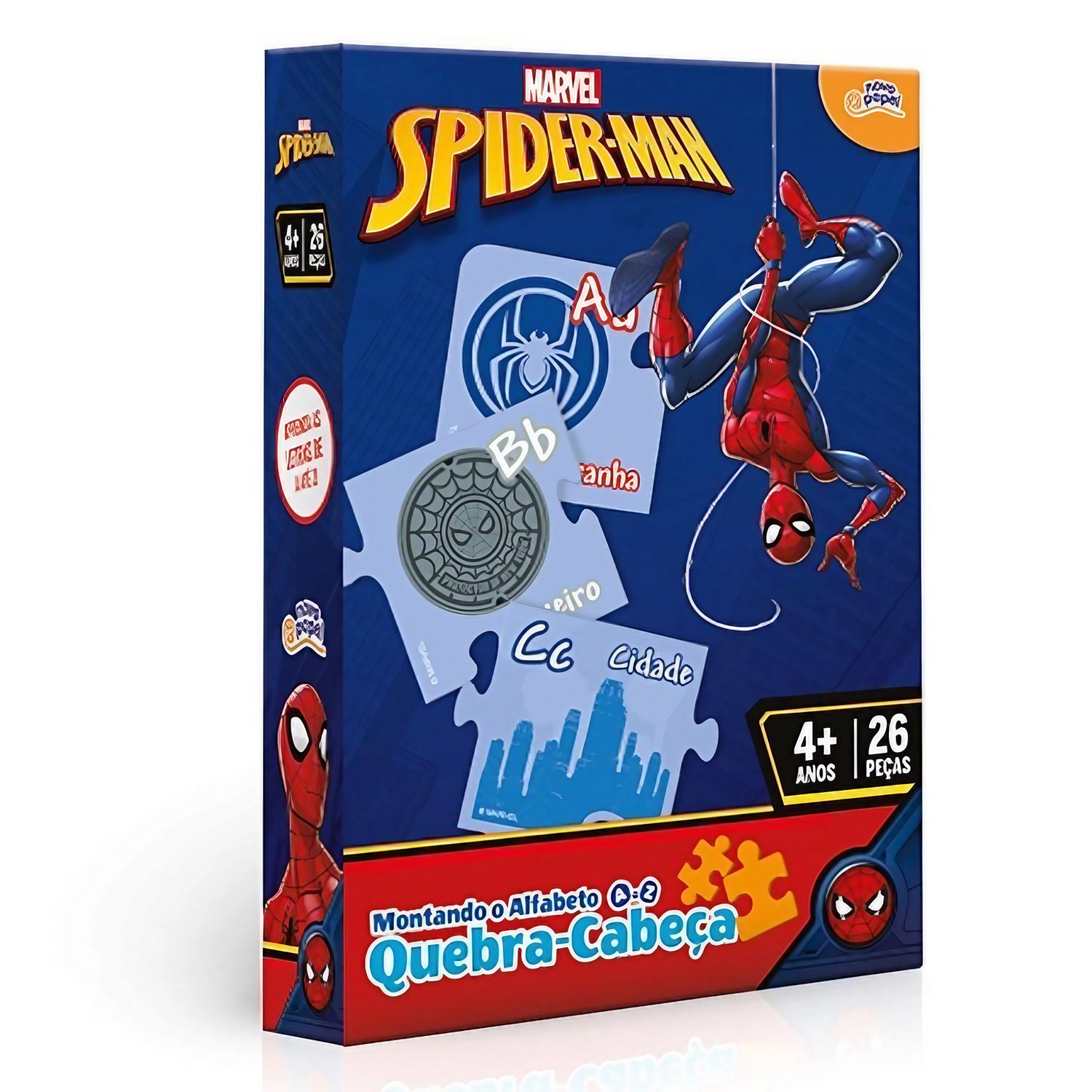 Quebra Cabeça Spiderman Montando o Alfabeto 26 Peças Toyster Festa