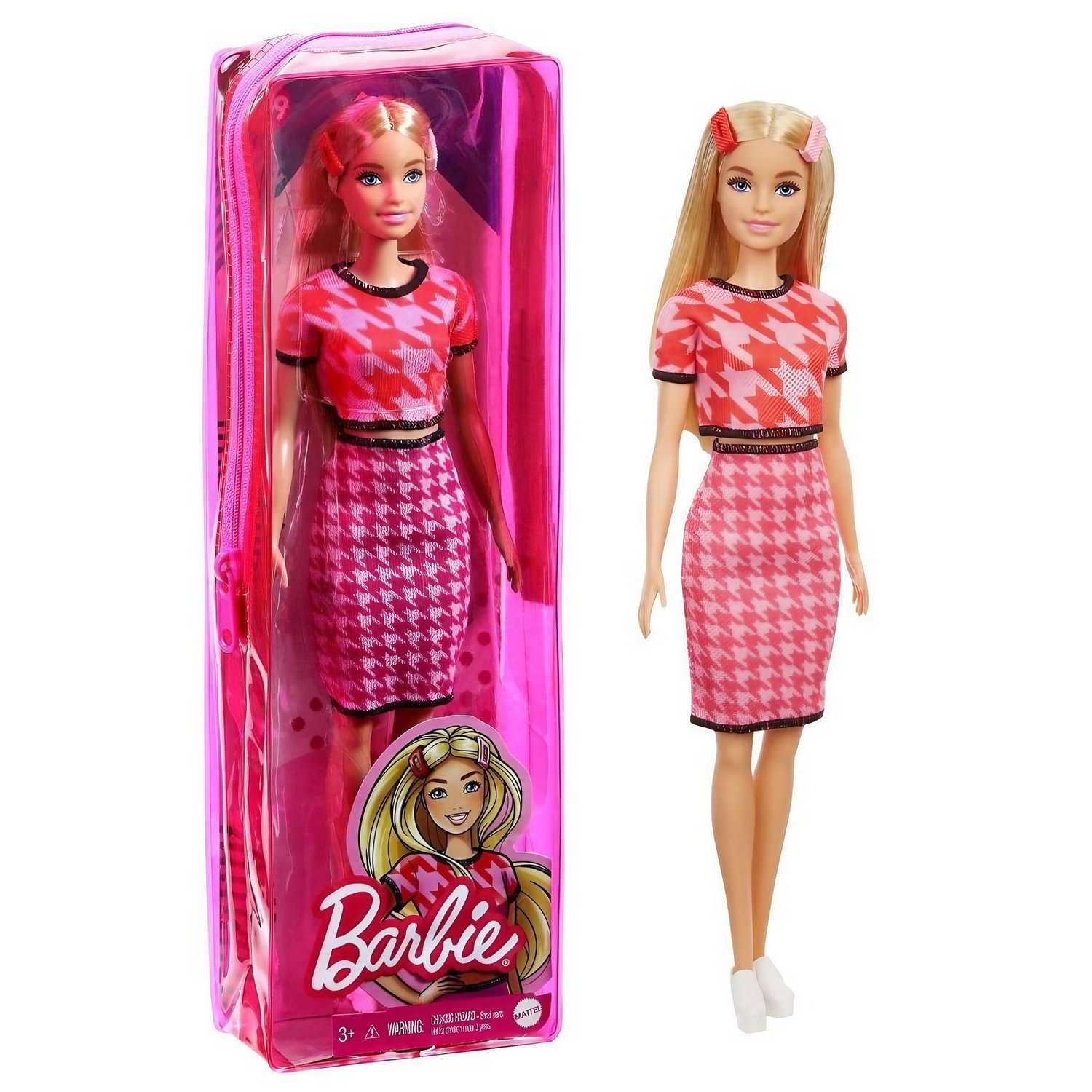 Boneca Barbie Fashionista Loira Com Saia Rosa Mattel - Festa Prática  Brinquedos