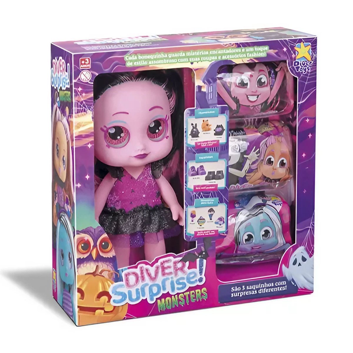 Boneca Diver Surprise Monsters Vampiresca Divertoys Boneca Diver Surprise Monsters Vampiresca Divertoys