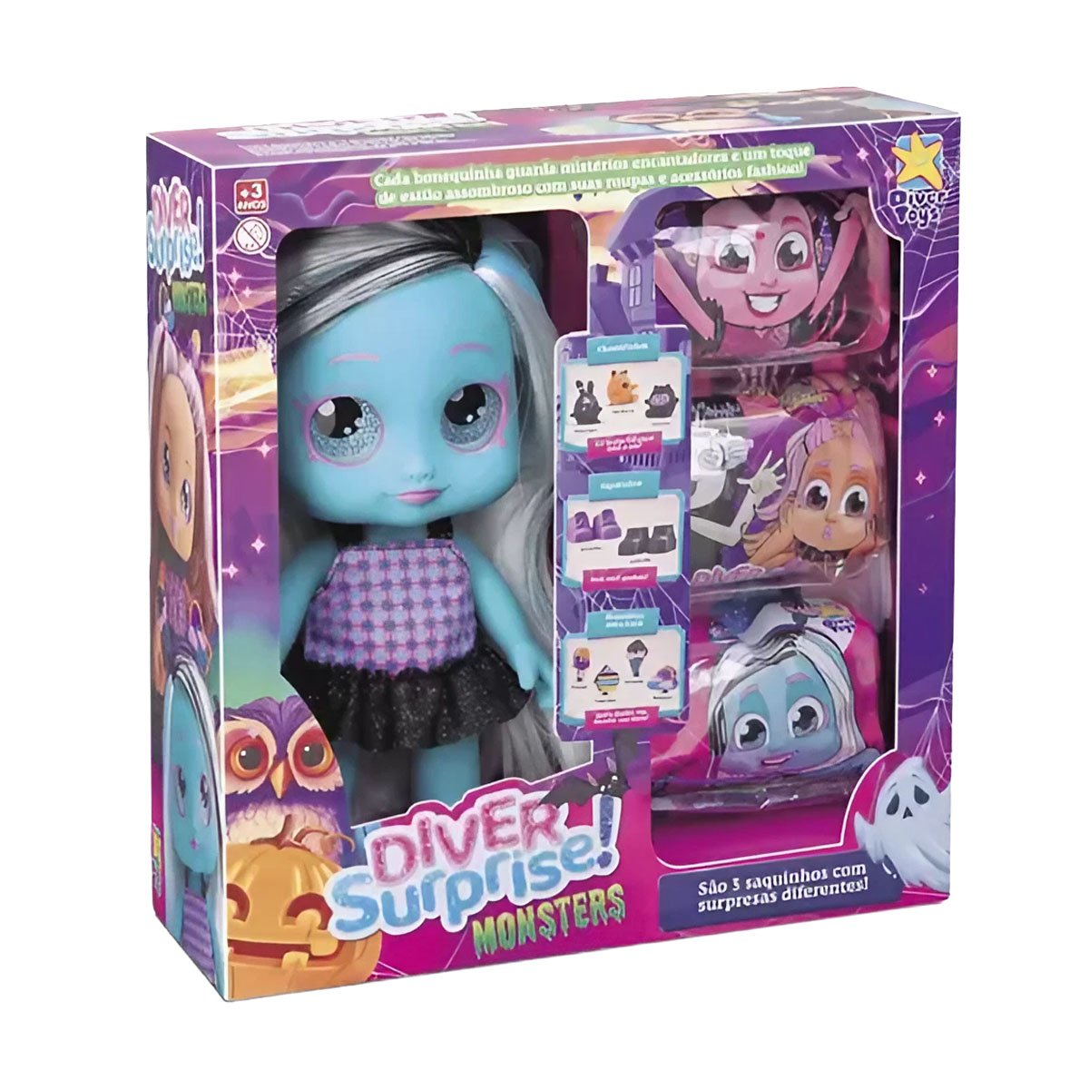 Boneca Diver Surprise Monsters Zumbelina Divertoys Boneca Diver Surprise Monsters Zumbelina Divertoys