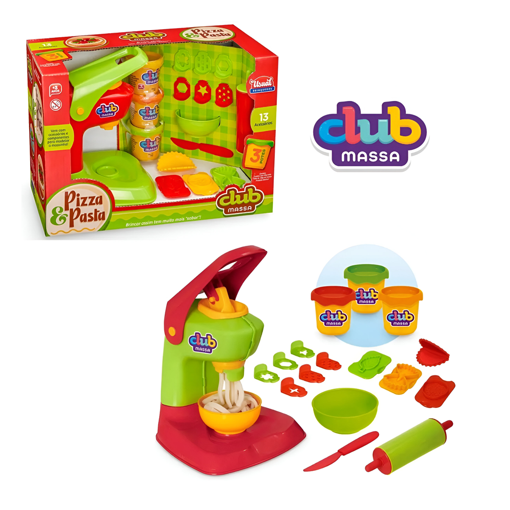 Clube Massa Kit Pizza e Pasta Usual Brinquedos Clube Massa Kit Pizza e Pasta Usual Brinquedos