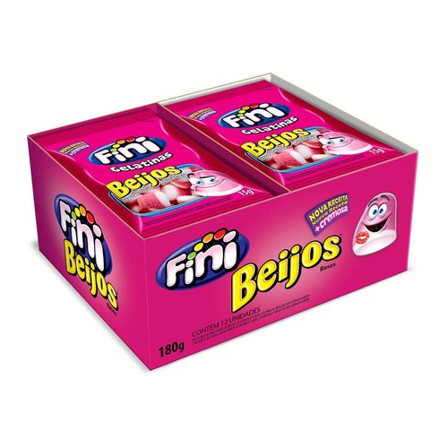 Caixa Bala de Gelatina Beijos C/12 Unidades 180g Fini