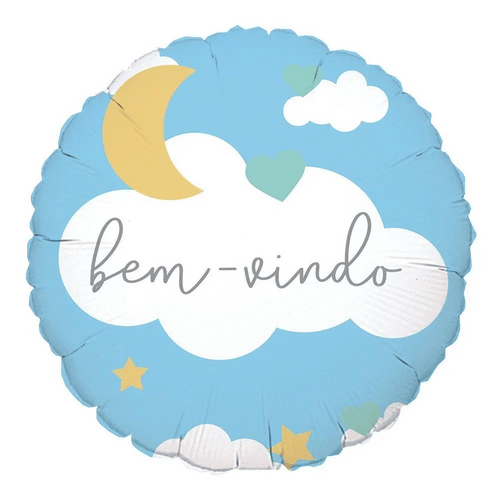 Balão Metalizado Bem Vindo Azul 45cm Cromus