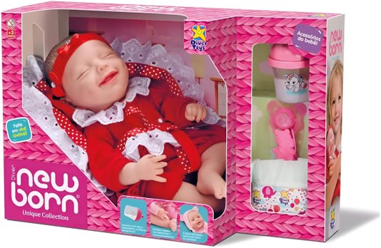 Boneca New Born Unique Collection Macacão Vermelho Boneca New Born Unique Collection Macacão Vermelho
