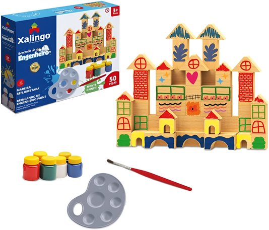 Brincando de Engenheiro Pintura 50 peças Xalingo