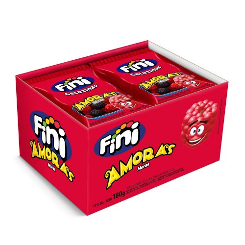 Caixa Bala de Gelatina Mini Amoras C/12 Unidades 180g Fini