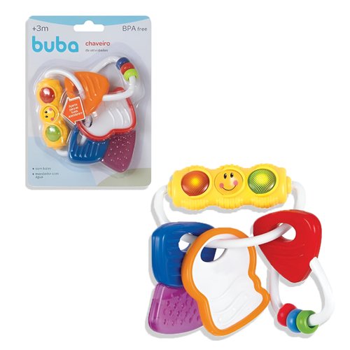 Chaveiro De Atividades e Mordedor Colorido Com Luzes Buba