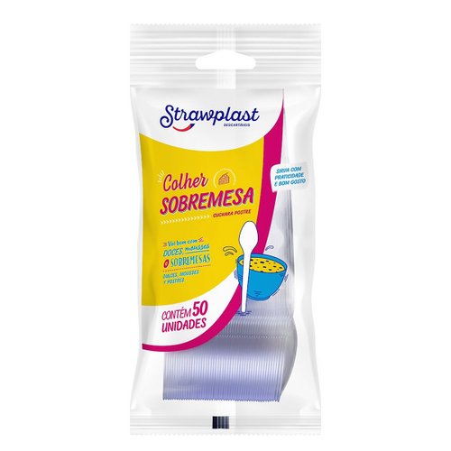 Colher Sobremesa Strawplast Cristal C/50 Unidades