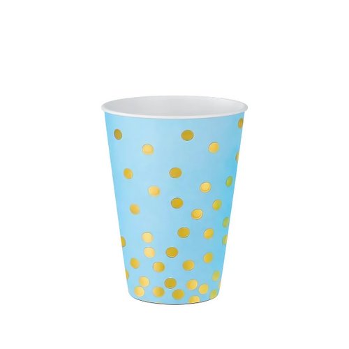 Copo De Papel Confete Azul 270ml C/8 Unidades Make+