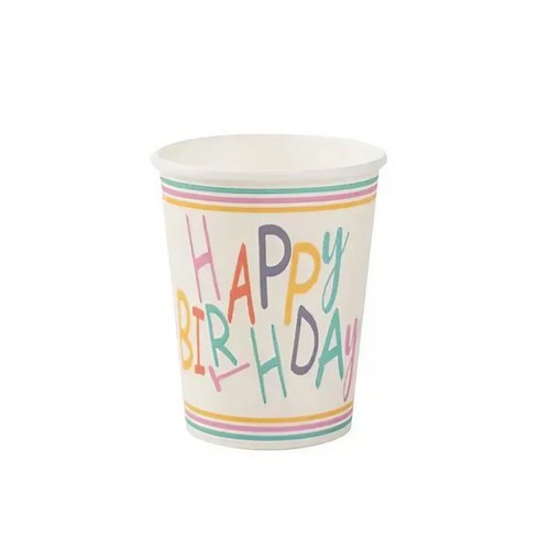 Copo De Papel Happy Birthday C/10 Unidades Silver Festas