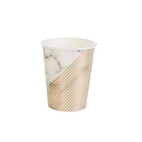 Copo Mármore Dourado 270ml C/10 Unidades Silver Festas