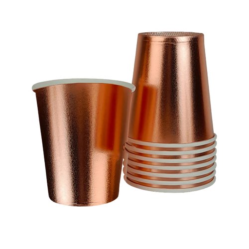 Copo De Papel Rose Gold 250ml C/8 Unidades Make+