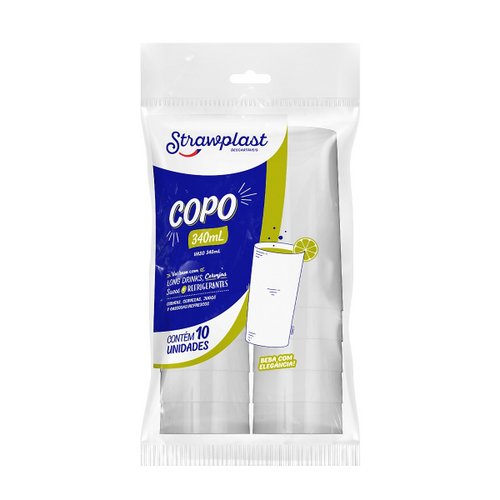 Copo Long Drink Branco 340ml Strawplast C/10 Unidades