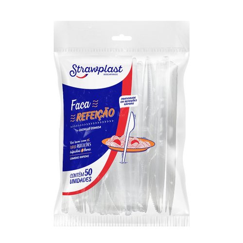 Faca Refeição Strawplast Cristal C/50 Unidades