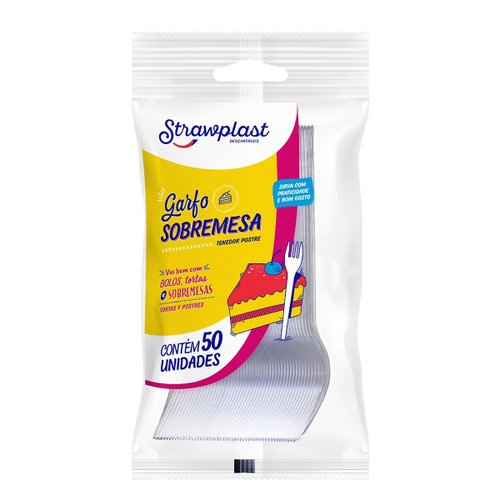 Garfo Sobremesa Strawplast Cristal C/50 Unidades
