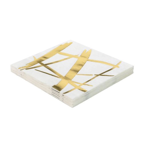Guardanapo Branco Com Listra Ouro C/20 Unidades Silver Festas