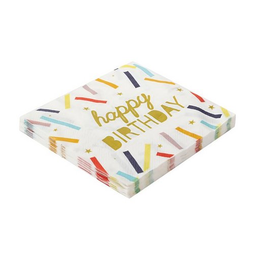 Guardanapo Happy Birthday Branco Confete C/20 Unidades Silver Festas