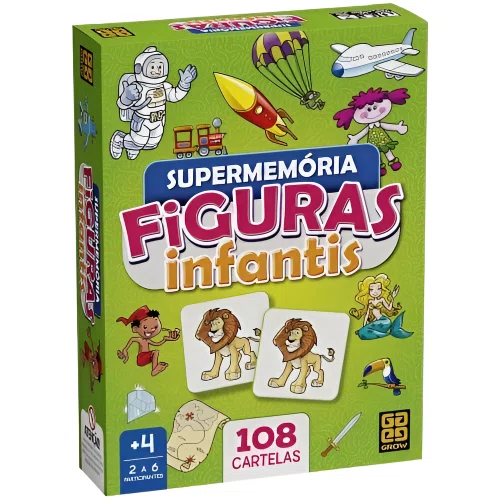 Jogo Super Memória Figuras Infantis 108 Cartelas Grow