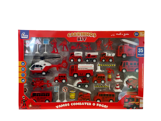 Kit Carrinhos Bombeiro Vermelho fenix