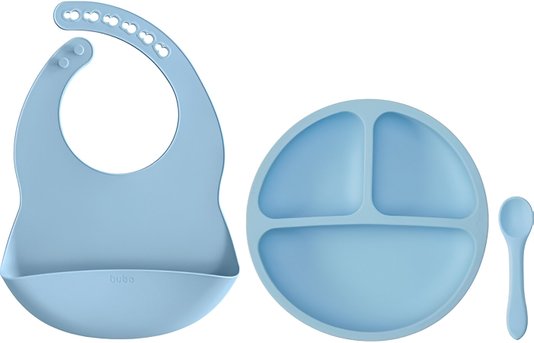 Kit De Refeição Em Silicone Azul Buba