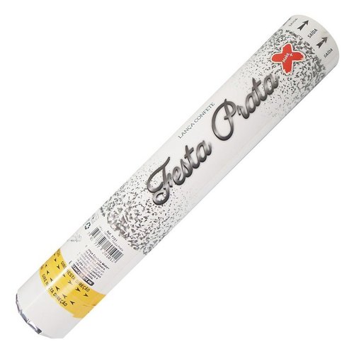 Lança Confetes Festa Prata 30cm Make+