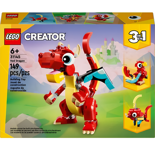 Lego Creator 3 Em 1 Dragão Vermelho 149 Peças