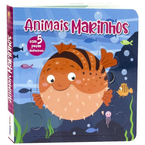 Livro Leia, Encaixe & Brinque Animais Marinhos Happy Books