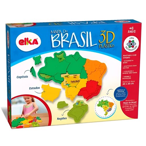 Mapa do Brasil 3D Plástico Elka
