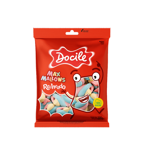 Marshmallow Maxmallows Recheado Colorido 220g Docile Marshmallow Maxmallows Recheado Colorido 220g Docile