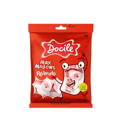 Marshmallow Recheado Twist Rosa/Branco 220g Docile