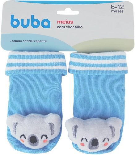 Meias Antiderrapante Com Chocalho Azul Coala Buba