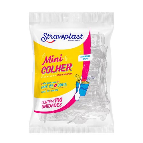 Mini Colher Café Strawplast Cristal C/100 Unidades