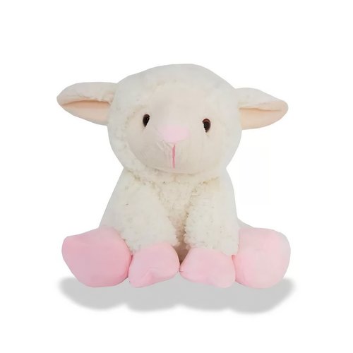 Ovelhinha De Pelúcia Branco Com Rosa 25cm Brumar