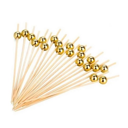 Palito Em Bambu Dourado Para Petiscos C/20 Unidades Silver Festas