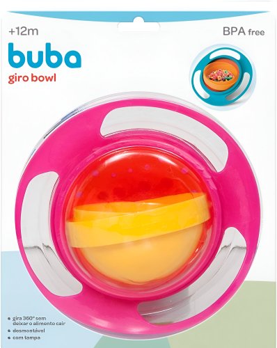 Pratinho Tigela Giro Bowl Rosa Com Tampa Buba