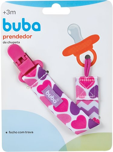 Prendedor De Chupeta Corações Rosa Buba