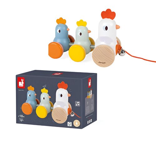 Puxar e Passear Galinha e Pintinhos Janod