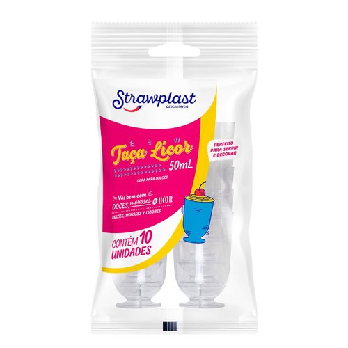 Taça Licor Cristal Strawplast C/10 Unidades