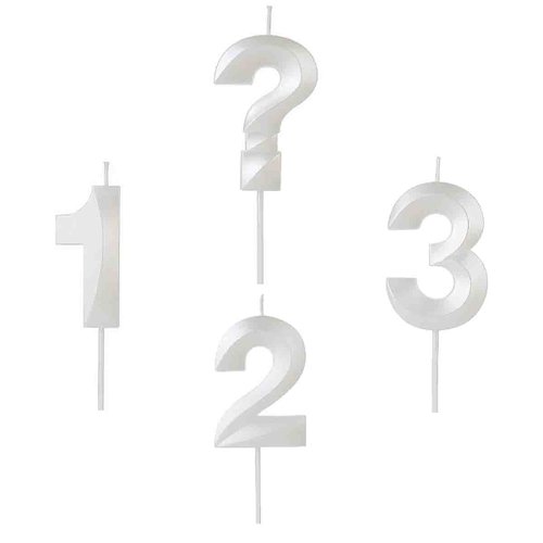 Vela Design Perolizada Branca Interrogação Silver Festas