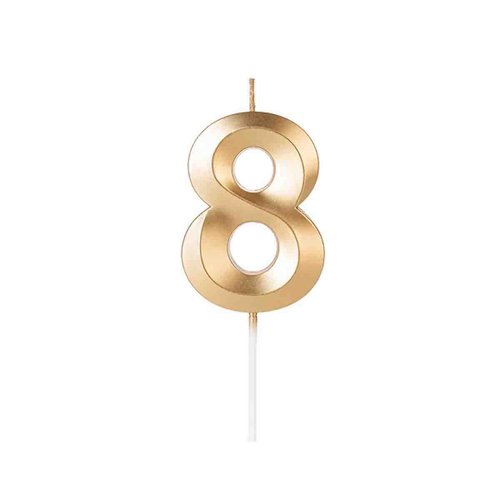 Vela Design Perolizada Dourada Número 8 Silver Festas