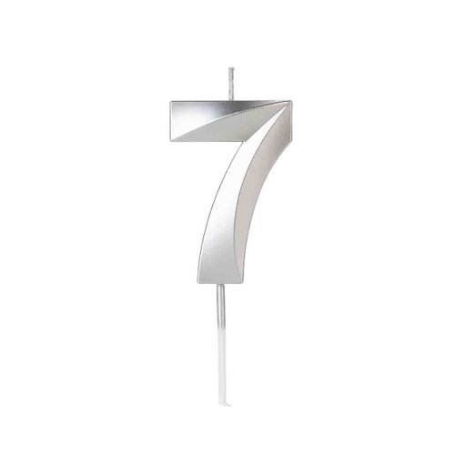 Vela Design Perolizada Prata Número 7 Silver Festas