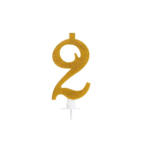 Vela Glitter Dourada Grande Número 2 Silver Festas