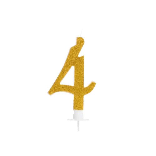 Vela Glitter Dourada Grande Número 4 Silver Festas