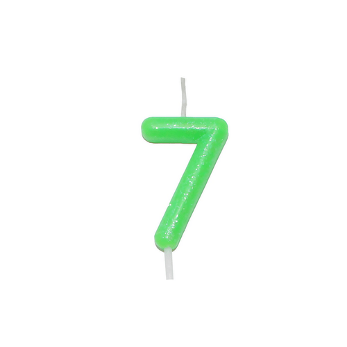 Vela Palito Verde Neon Número 7 Silver Festas
