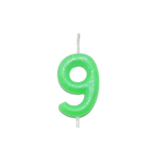 Vela Palito Verde Neon Número 9 Silver Festas