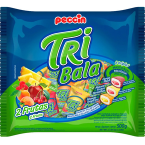 Bala Recheada Tribala 2 Frutas Sortida 500g Peccin