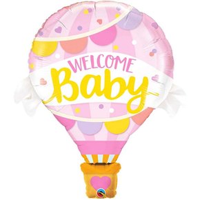 Balão Welcome Baby Rosa 107cm Qualatex