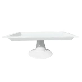 Bandeja Retangular Branca Com Base