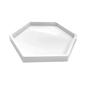 Bandeja Sextavada Grande Branca 22cm