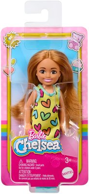Barbie Família Chelsea Club Menina Loira Vestido Corações